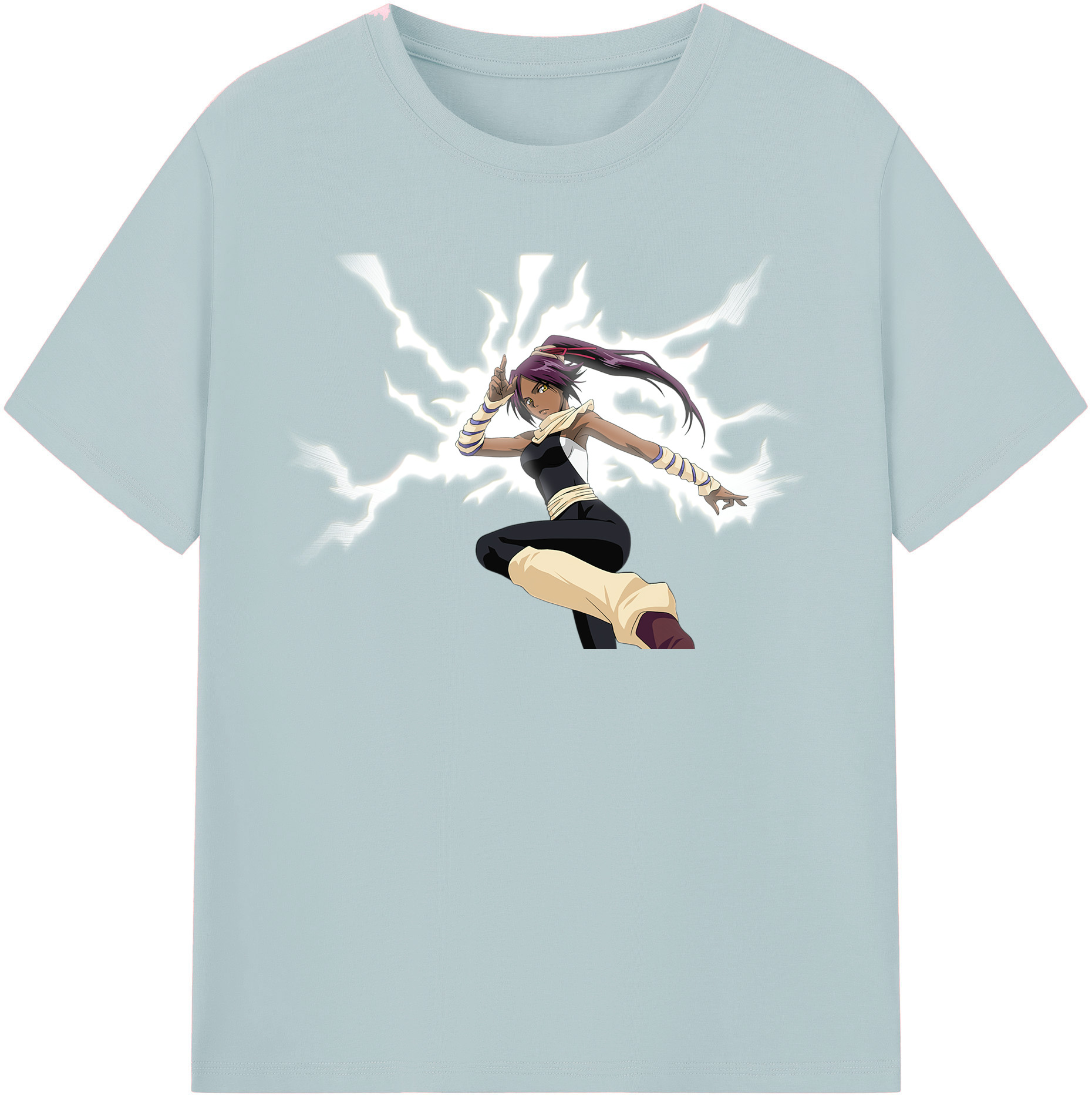 （画像用） ブリーチ 四楓院 夜一（しほういん よるいち） BLEACH Shihouin Yoruichi 綿100％半袖Tシャツ（フロントプリント）